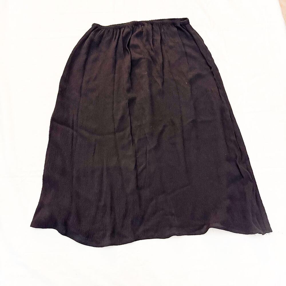 Eileen Fisher Silk Crepe Black Midi Skirt Size Large